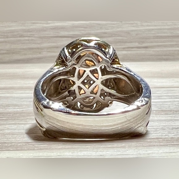 Designer Signed Gems En Vogue 2.00 ctw Orange Sapphire Cluster Ring, Size 9 - Picture 4 of 10